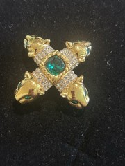VTG Jackie Collins Maltese Cross Panther Brooch Signed