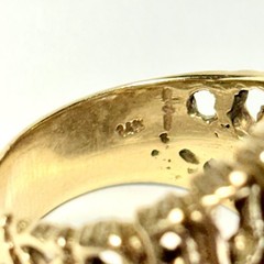 GG Certified Vintage Brutalist 14K Yellow Gold .53ct Diamond Size 7.5 Ring 11.5g