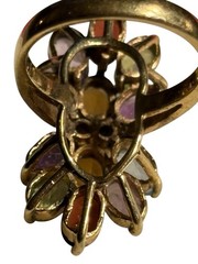 Multi Gemstone Ring Sterling Silver 925 Gold Vermeil Size 6.25 Statement Vintage
