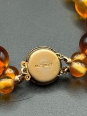 Vintage Castle cliff Amber-Lucite Bead Necklace 15.5” Graduated Brown Yellow