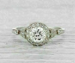 Antique Art Deco Style Simulated Diamond Edwardian Engagement Ring In 925 Silver