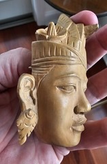 Vintage Wooden Brooch Carved 3.75 Inches