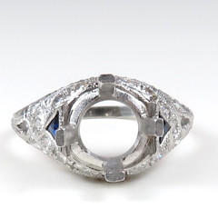 Antique Art Deco Setting Mounting Platinum Hold 6MM-8MM Ring Size 6 UK-L1/2