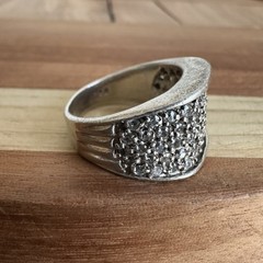 VTG SETA Cluster Ring Size 7.75 Clear Cubic Zirconia 925 Sterling Silver 9.5g