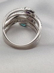 Vintage PJM 6Band Sterling Crystal Muti Color Pear Cut Gemstones Ring 5.9Gr Sz8