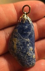 Vintage Ladies Solidite Pendant Natural Polished Stone Gilt