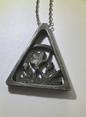 Vintage Medici Pewter Necklace Triangle Butterfly Design Pendant 18″ Chain