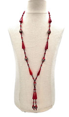 Antique 1920’s Red Ventian Glass Flapper Sautoir Necklace