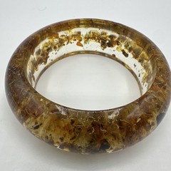 ‘70 Vtg Lucite Embedded Amber Cuff Bracelet. Fair condition. See pics.