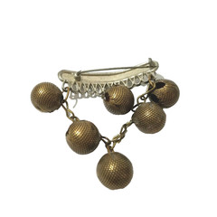MIXED METAL SILVER AND COPPER DANGLE ‘BERRY’ BALLS LAPEL DANGLE BROOCH PIN