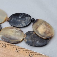 West African Buffalo Horn Necklace Hand Carved Large Statement Beads 24″