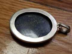 VINTAGE COLLECTABLE *STERLING SILVER 925* GENUINE STONE PENDANT 1.75″-LAPIS