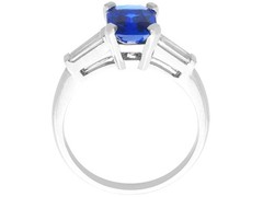 Art Deco 2.38Ct Burmese Sapphire and 0.30Ct Diamond Platinum Ring Circa 1930