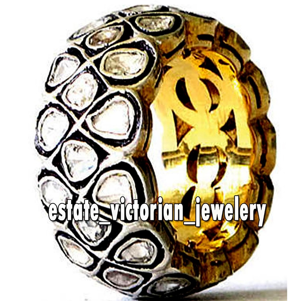 2.90Ctw Genuine Old Mine Antique Cut Diamond Silver Victorian Eternity Ring Band