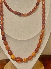 🔥Antique Vintage Genuine Amber Necklace Beads On String Butterscotch Egg Yolk36