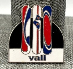 Vail Colorado 90s Ski Resort Vintage Enamel Lapel Pin Brooch Red White Blue