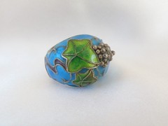 Antique Sterling Silver 925 Enamel Ivy Import Dome Ring Size 7