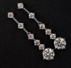 Art Deco Lab Created Diamond Engagement Wedding Drop/Dangle 925 Silver Earrings