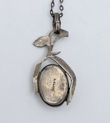 Vintage Art Nouveau Sterling Silver Blister Pearl Leaf Vine Pendant Necklace 925