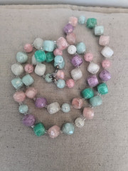 Vintage Monet Pastel Multicolor Acrylic Crakle Beaded Necklace