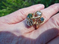 14k Gold Multi Fancy Argyle, Blue, Green Natural Diamond Ring Custom Md 2.50ctw