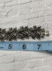 Vintage Unbranded 1950’s Leaf Leaves SILVER Tone Heavy BRACELET 7”