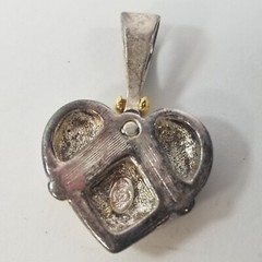 Vintage Premiere Designs Signed Heart Rhinestone Pendant Silver Tone Gold Tone