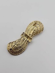 Vintage Gold Vermeil Sterling Germany Art Deco Markasite Filagree Scroll Brooch