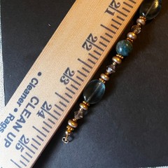Vtg Strung Turquoise Faceted Glass & Gold Bead Beach Casual Artisan Necklace 24″