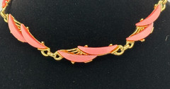 Vintage Mid Century Pink Lucite Thermoset Heavy Link Collar Choker Necklace 50s