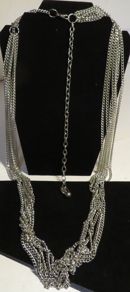 Vintage Unbranded Chain Necklace Silver Super Long Layering 45-56″ Adjustable