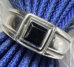 Onyx Sterling Silver 0.925 VINTAGE Men’s 5/16″ N to S TOP BAND RING size 9.75