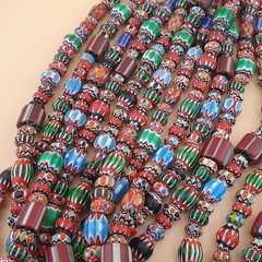 Antique Venetian MultiColor Mix Chevron Glass Beads Strands Necklace