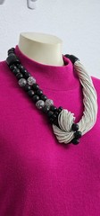 GERDA LYNGGAARD MONIES Vintage necklace unique statement pc. white & black