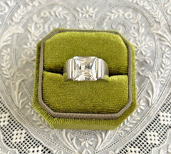 Chunky Sterling Silver Clear CZ Open Channel Set Solitaire Statement Ring 6.25