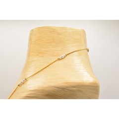 Vintage Station Chain Necklace White Pearl White Beaded Gold Tone 1990s Bin6B