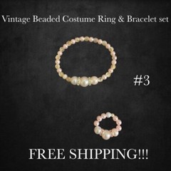 Handcrafted Vintage Beads Costume Ring & Bracelet set ..One size fits all..