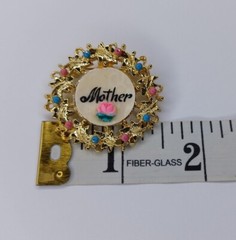 Vintage Mother Gold Tone Pin Round Brooch Mother’s Day