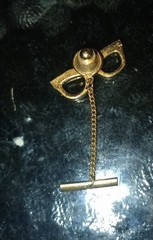 VINTAGE 1950’S Set Of Two JEWELED EYE GLASSES TIE OR CLIP And Tie Pin