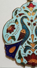 Vintage enameled peacock colorful cloisonne pendant