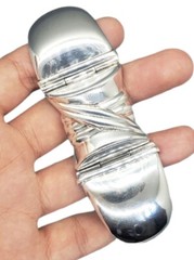 Rare Vintage Art Deco Sterling Silver Heavy Hinged Bangle Bracelet 74+ grams
