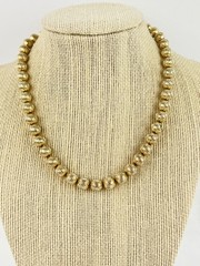Vintage Crown Trifari Ball Bead Textured Gold Tone Chocker 14.5-16” Necklace