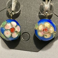 Lot Of 2 Beaded Dangle Drop Ball Earrings Blue Pink Floral Boho Spring Time