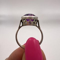 Vintage USSR Sterling Silver 875 Women’s Jewelry Ring Pink Topaz Size 9