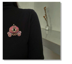 Luxury Full Crystal Women Vintage Pumpkin Carriage Buckle Pins Fashion Pin