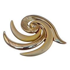 TONA – Large Vintage Signed Gold Toned Swirl Brooch