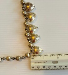 Vintage 1980s Puffy Hearts Beaded Station Silver Tone 16″ Necklace