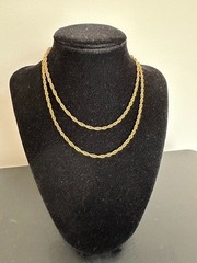 Vintage Marvella Signed Gold Tone Twisted Rope Chain Necklace 28″