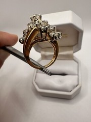 Stunning 1970 Vintage Estate 18k Gold 3.50ct Diamond Cluster Cocktail Ring
