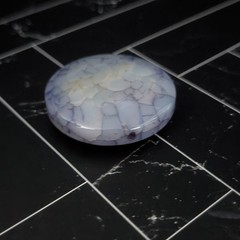 Vintage Pendant/Large Bead Blue Cracked Pattern Circle – No Chain Included